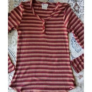 Vintage Y2K Women's Striped Henley Size Medium Elena Gilbert Bella Swan Feminine